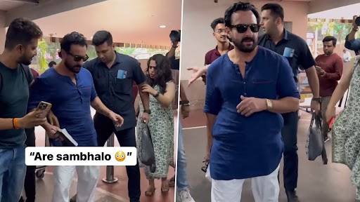 Saif Ali Khan Almost Trips As a Fan Tries to Take Selfie With Him (Watch Video)