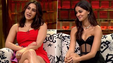Koffee With Karan 8 Promo: Sara Ali Khan Teases Ananya Panday About Rumoured BF Aditya Roy Kapur With Her 'Night Manager' Dig; Dream Girl 2 Actress Gives a Quirky Response! (Watch Video)