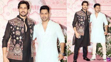 Sidharth Malhotra and Varun Dhawan Pose Together for the Paparazzi at Ramesh Taurani’s Star-Studded Diwali Party (Watch Video)