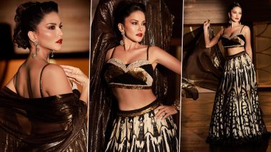 Diwali 2023: Sunny Leone’s Exquisite Black and Cream Lehenga With Shimmery Dupatta Is a Perfect Pick for Festive Fashion (View Pics)
