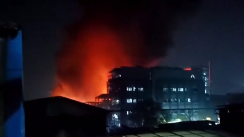 Gujarat Fire: Massive Blaze Erupts at Chemical Factory in Surat, Fire Tenders Present at Spot (Watch Video)