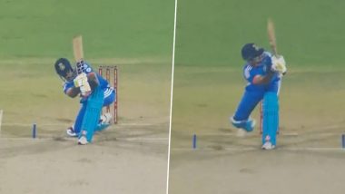 Vintage! Suryakumar Yadav Hits Massive Six With His Classic Scoop Shot During IND vs AUS 3rd T20I 2023 (Watch Video)