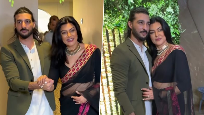 Sushmita Sen and Rohman Shawl Walk Hand-in-Hand at a Diwali Party; Video of the Duo Posing Together for Paparazzi Goes Viral – WATCH