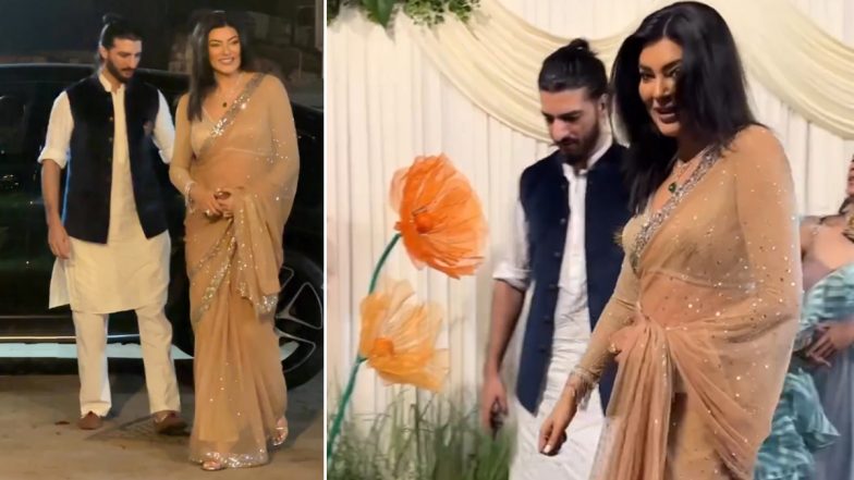 Sushmita Sen Arrives With Rohman Shawl at Shilpa Shetty Kundra’s Grand Diwali Bash (Watch Video)