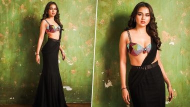 Diwali 2023 Fashion: Tejasswi Prakash Gets Festive Ready in Black Saree and Multi-coloured Sequin Blouse! (View Pics)