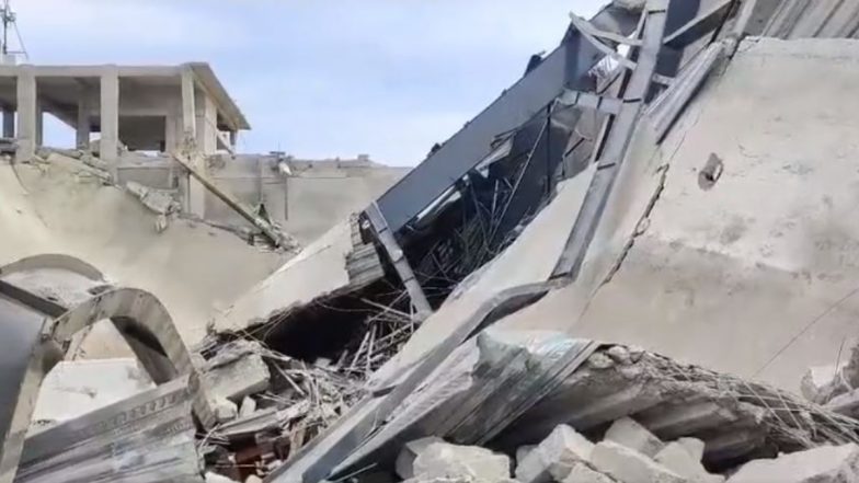 Telangana Stadium Collapse: Three Killed, 10 Injured After Under Construction Indoor Stadium Collapses in Moinabad (Watch Videos)