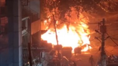 Delhi Fire Video: Massive Blaze Erupts in Market Area of Tilak Nagar, No Casualties Reported