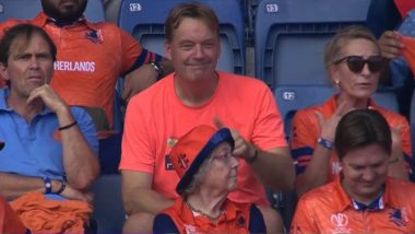 Father Tim de Leede Watches On as Son Bas de Leede Surpasses Him To Become Netherlands' Highest Wicket-Taker in ODI World Cup During IND vs NED CWC 2023 Match, Pic Goes Viral