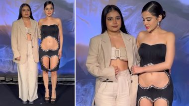 Uorfi Javed Makes Bold Fashion Statement In Upside Down Heart Shaped Dress, Pulls Sister Dolly Javed’s Coat To Flash Her Midriff (Watch Video)