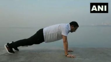 Pushkar Singh Dhami in Mumbai: Uttarakhand CM Performs Suraynamaskar Yoga On Marine Drive (Watch Video)