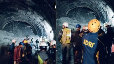 Uttarkashi Tunnel Rescue Operation Update: Rescuers ‘Close’ to Breaking Through Silkyara Tunnel Rubble, End of Ordeal for 41 Trapped Workers Soon (Watch Video)
