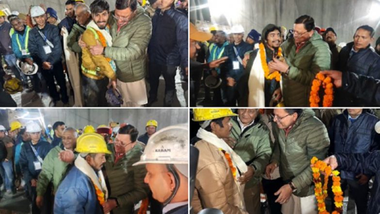 Uttarakhand Tunnel Rescue Operation Successful: All 41 Trapped Workers Rescued Safely From Silkyara Tunnel, Locals Distribute Sweets (See Pics and Videos)