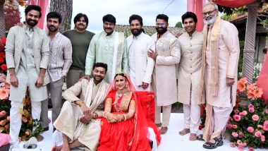Varun Tej and Lavanya Tripathi Wedding: Chiranjeevi, Ram Charan, Allu Arjun, Pawan Kalyan and Others Can’t Contain Their Happiness As They Pose With VarunLav (View Pic)