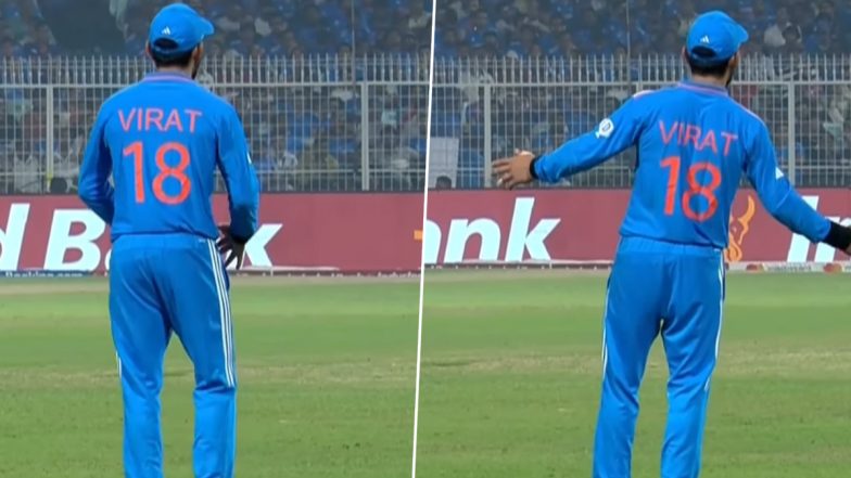 ICC World Cup 2023: Virat Kohli Grooves to Shah Rukh Khan's 'Chaleya,' Recreates Actor's Signature Pose on Field During Ind Vs SA (Watch Video)