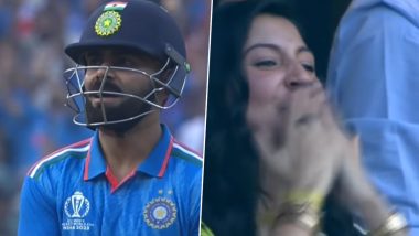 ICC World Cup 2023: Anushka Sharma Blows Flying Kisses to Virat Kohli After His 50th ODI Century (Watch Video)