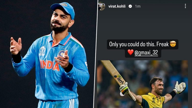 Virat Kohli Shares Instagram Story Appreciating Glenn Maxwell's Magnificent Double Century Against Afghanistan, Calls Him A 'Freak'