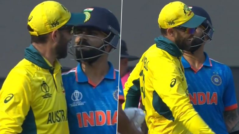 Virat Kohli and Glenn Maxwell Engage in Friendly Banter During IND vs AUS ICC Cricket World Cup 2023 Final, Video Goes Viral