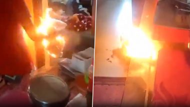 Woman Setting House Ablaze Video: Daughter-in-Law Allegedly Tries To Set Father-in-Law's Room on Fire, Cruel Act Caught on Camera