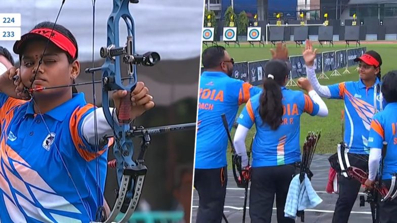 Jyothi Surekha Vennam, Aditi Gopichand Swami and Parneet Kaur Win Gold Medal in Women's Compound Team event at Asian Archery Championship 2023