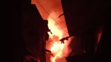 Ahmedabad Fire: Blaze Erupts Near Kalupur Railway Station's Sweet Street, Firefighting Operation Underway (Watch Video)