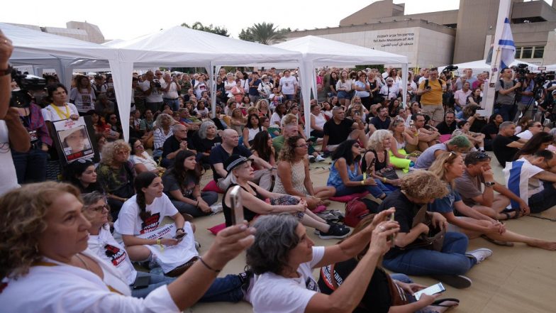 Israel-Hamas War: Families of Hostages and Missing Persons Block Road in Tel Aviv, Demand Rescue of Hostages (Watch Video)