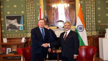S Jaishankar Meets David Cameron: India’s External Affairs Minister Holds Talks With Britain’s New Foreign Secretary on India-UK Free Trade Agreement (See Pics)