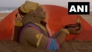 Diwali 2023: Sand Artist Sudarsan Patnaik Creates Mesmerising Sand Art of Lord Ram Holding Diya With Message &lsquo;Happy Diwali&rsquo; at Puri Beach in Odisha (Watch Video)