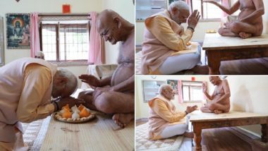 PM Narendra Modi Visits Dongargarh in Poll-Bound Chhattisgarh, Meets Jain Monk Acharya Vidhyasagar Maharaj (See Pics and Video)