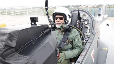 PM Narendra Modi Flew in Twin-Seater Trainer Aircraft Received by Indian Air Force Last Month From HAL (See Pics and Video)