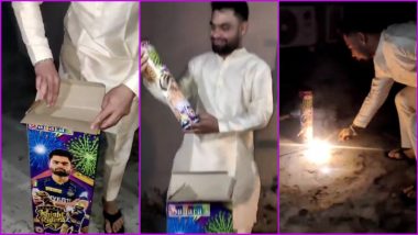 'Rinku Rocket' Rinku Singh Spotted Bursting Firecrackers With His Photo on the Box During Diwali 2023, Fans React to Viral Video