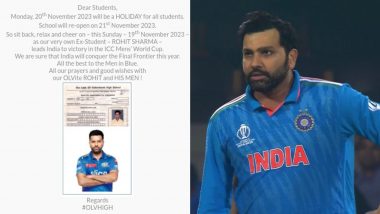 Rohit Sharma's School Announces Holiday on the Following Day of India vs Australia ICC World Cup 2023 Final