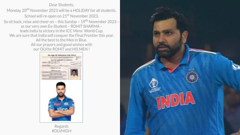 Rohit Sharma's School Announces Holiday on the Following Day of India vs Australia ICC World Cup 2023 Final