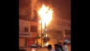 Telangana Fire: Massive Blaze Erupts at Electronic Showroom in Hyderabad&rsquo;s Shalibanda, No Casualties Reported (Watch Video)