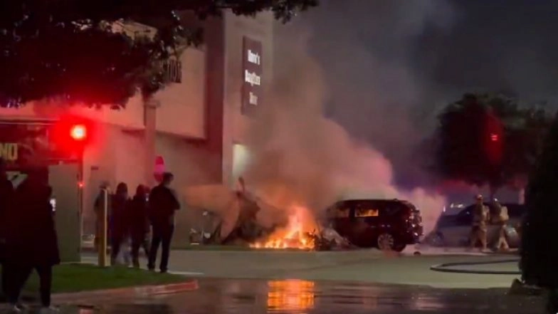Pilot Killed as Small Plane Crashes and Burns on Doorstep of Shopping Centre in Plano, Texas