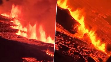 Iceland Volcano Erupts Weeks After Thousands Evacuated From Grindavik Town on Reykjanes Peninsula (Watch Videos)