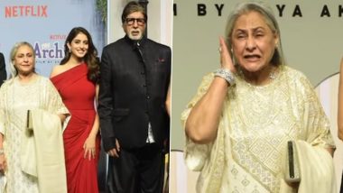 The Archies Screening: Jaya Bachchan Scolds Paparazzi, Says 'Don't Shout' at Grandson Agastya Nanda's Film's Premiere Event (Watch Video)
