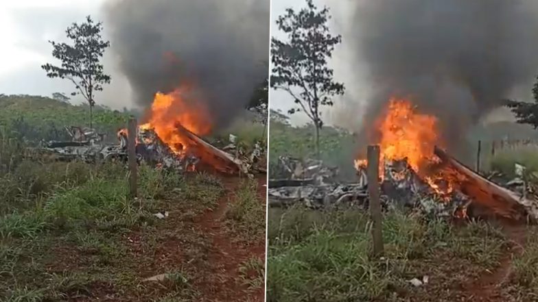 Paraguay Plane Crash: Paraguayan Lawmaker Walter Harms, Three Others Die as Small Aircraft Crashes in Guayaibi (Watch Video)