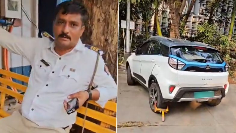 Mumbai: Man Alleges Cop of Removing His EV Car From Charging, Issuing False Challan; Traffic Police Refutes Claim With ‘Proof’ (Watch Video)