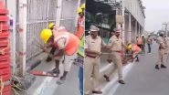 New Telangana CM Revanth Reddy Fulfills First Promise, Takes Down Iron Barricades in Front of Chief Minister&rsquo;s Office in Hyderabad (Watch Video)