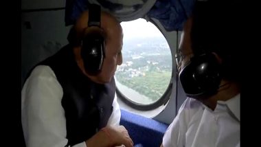 Cyclone Michaung: Defence Minister Rajnath Singh Conducts Aerial Survey of Flood-Affected Areas of Tamil Nadu (Watch Video)