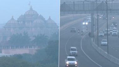 Delhi Air Pollution: National Capital Continues To Reel Under ‘Very Poor’ Air Quality as Thick Layer of Haze Covers Sky (Watch Videos)