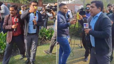 Lok Sabha Security Breach: TV Reporters Fight for Gas Canister Used by Parliament Intruder (Watch Video)