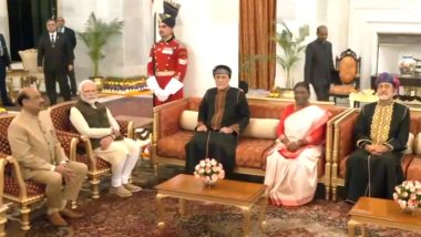 President Droupadi Murmu Hosts Oman Sultan Haitham Bin Tarik at Rashtrapati Bhavan (Watch Video)