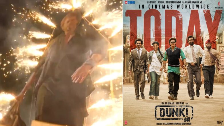 Dunki: Shah Rukh Khan’s Fans Burst Crackers and Dance Outside Theatres in Mumbai To Celebrate Film’s Release (Watch Video)