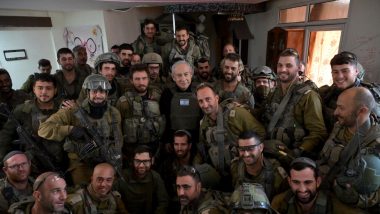 Israel PM Benjamin Netanyahu Tours Northern Gaza Strip Amid Ongoing War, Vows to Continue Fight (See Pics and Video)