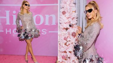 Paris Hilton’s Starry Evening! Actress Stuns in a Silver Bling Dress and Statement Black Shades (View Pics)