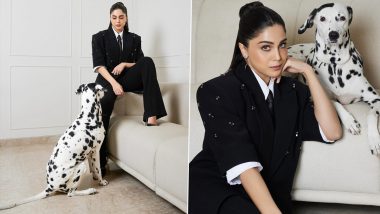Sharvari Wagh Nails Power Dressing in Chic Monochrome Pantsuit and Sleek High Ponytail (View Pics)
