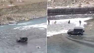 Himachal Pradesh: Police Issues Challan for Thar Driver After Video of Tourist Driving Car in Chandra River Goes Viral