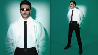 Ranveer Singh Recreates Classic Charm by Donning a White Shirt-Over-Shirt Attire With Sleek Black Shades and a Tie – See Pics!
