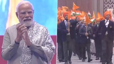 Veer Bal Diwas 2023: PM Narendra Modi Flags Off Youth March-Past at Celebration Event in Bharat Mandapam in New Delhi (Watch Video)